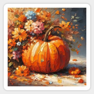 Pumpkin with Flowers Sticker